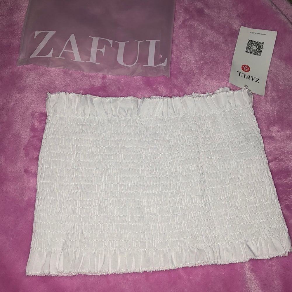 White Ribbed Tube Top M